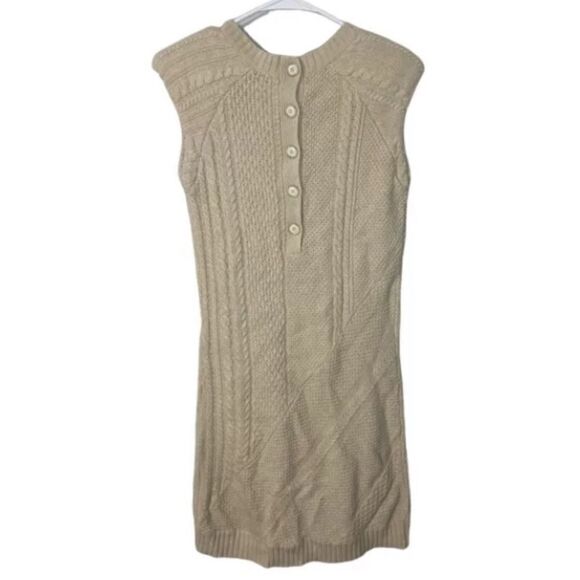 Theory Silasi Woodstock Beige Cashmere Wool Blend Cap Sleeve Sweater Dress - Picture 3 of 7